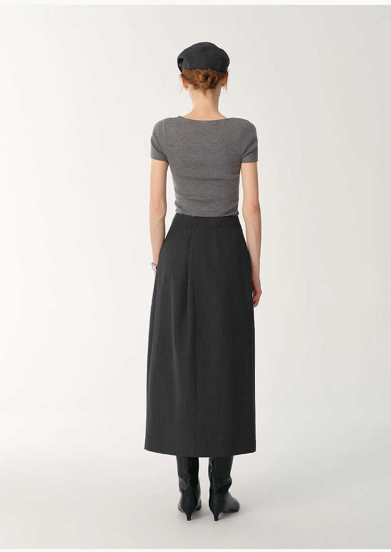 German Yangtze Machine Washable Wool Round Neck Slim Short Sleeve Top for Women