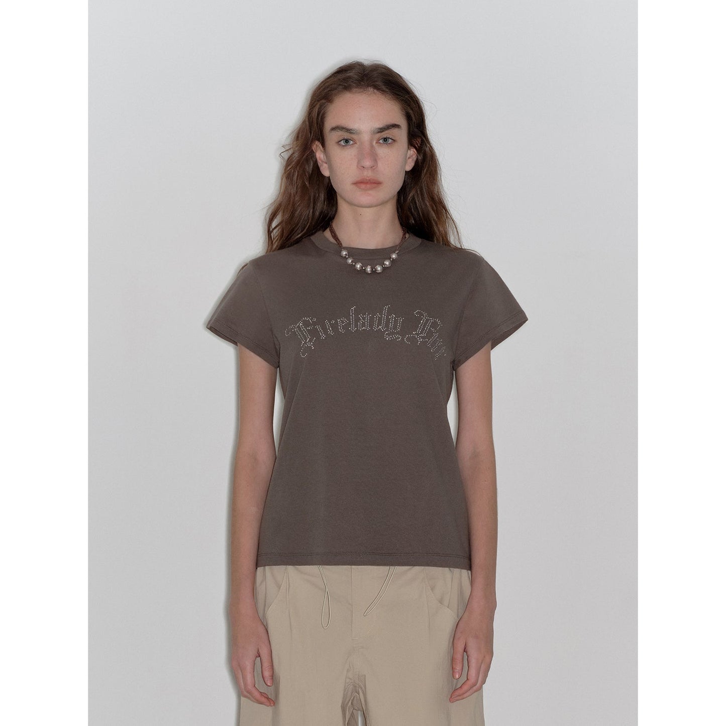 "May Time" Luxury Brand Same Version 3D Long-Staple Cotton Slightly Waist Rivet T-Shirt