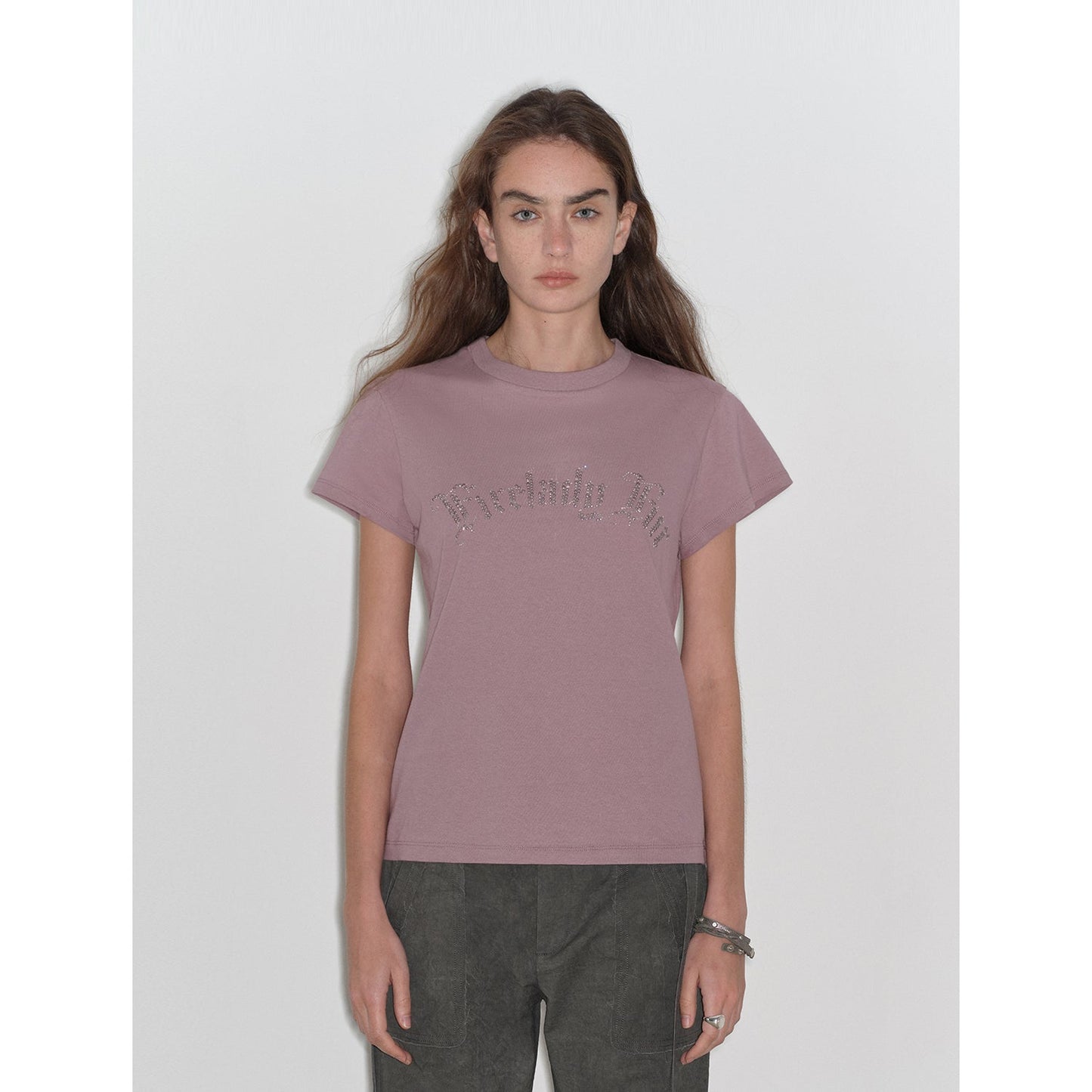 "May Time" Luxury Brand Same Version 3D Long-Staple Cotton Slightly Waist Rivet T-Shirt