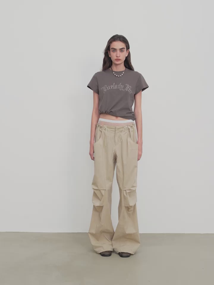 "May Time" Luxury Brand Same Version 3D Long-Staple Cotton Slightly Waist Rivet T-Shirt