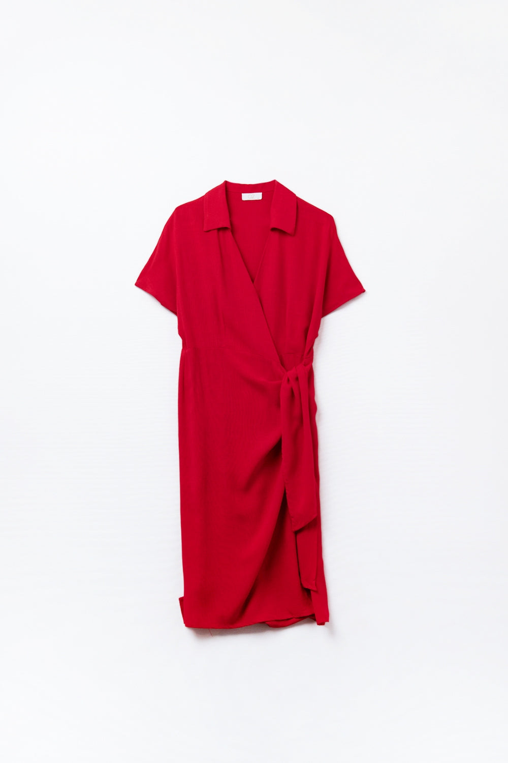 Red Midi Dress With Bow at the Side