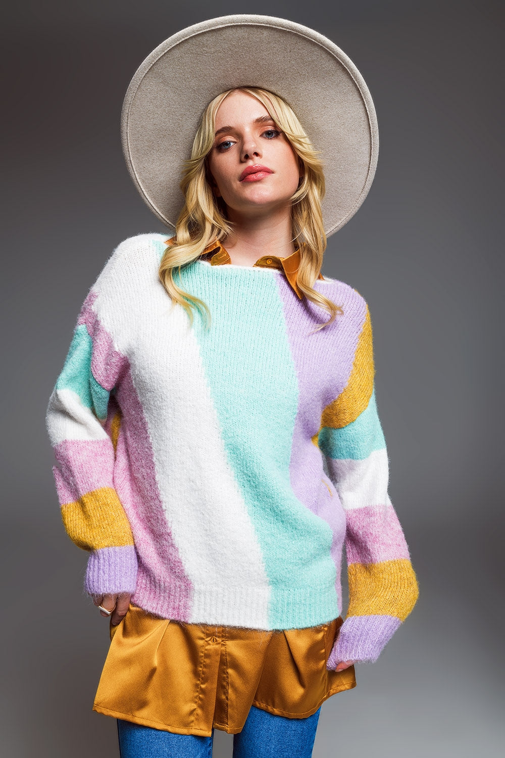 Relaxed Sweater With Boat Neck