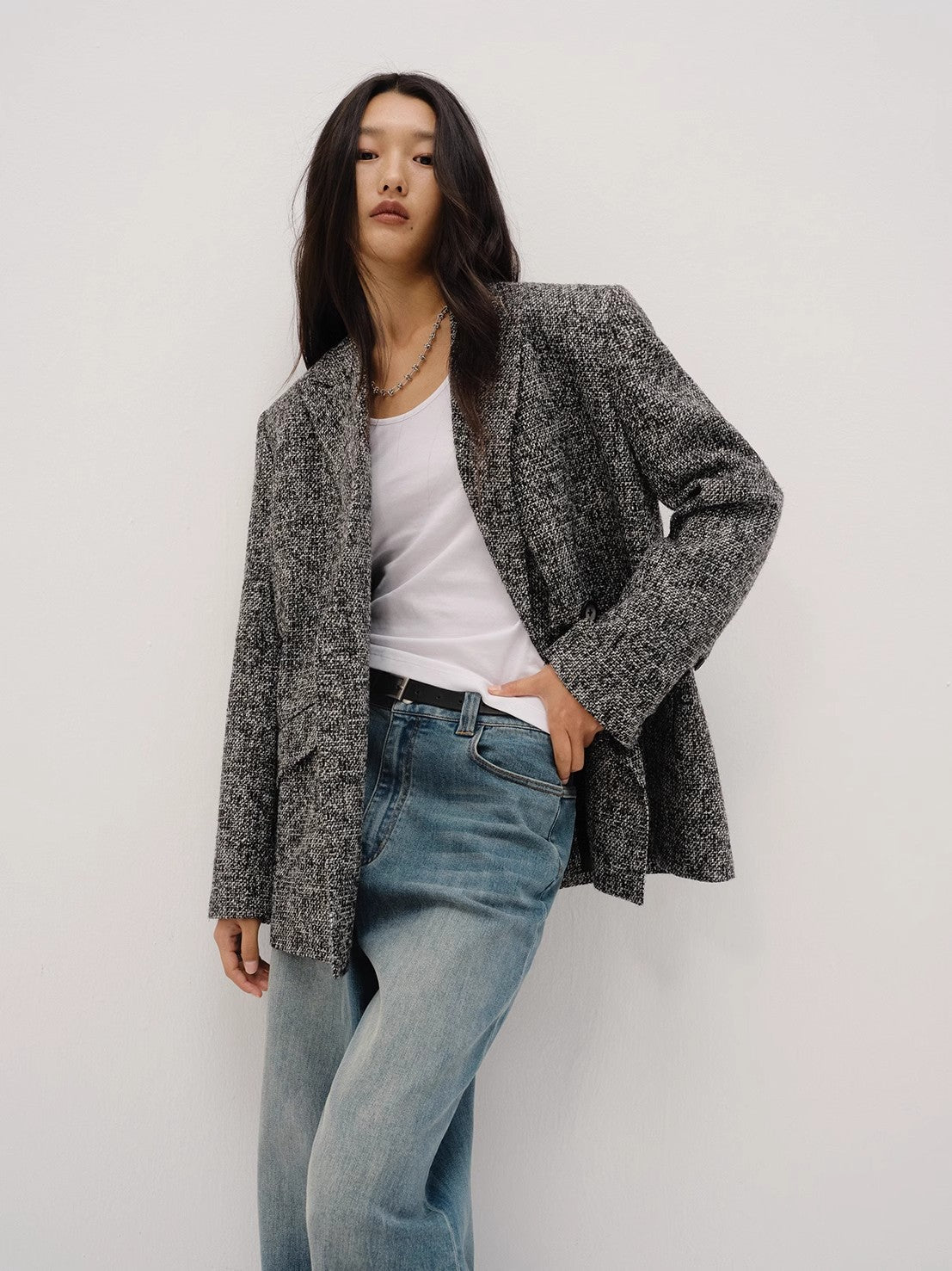 "Long Night Meteor" Limited Edition Italian Imported Yarn Fashionable Chanel Style Tweed Suit Jacket