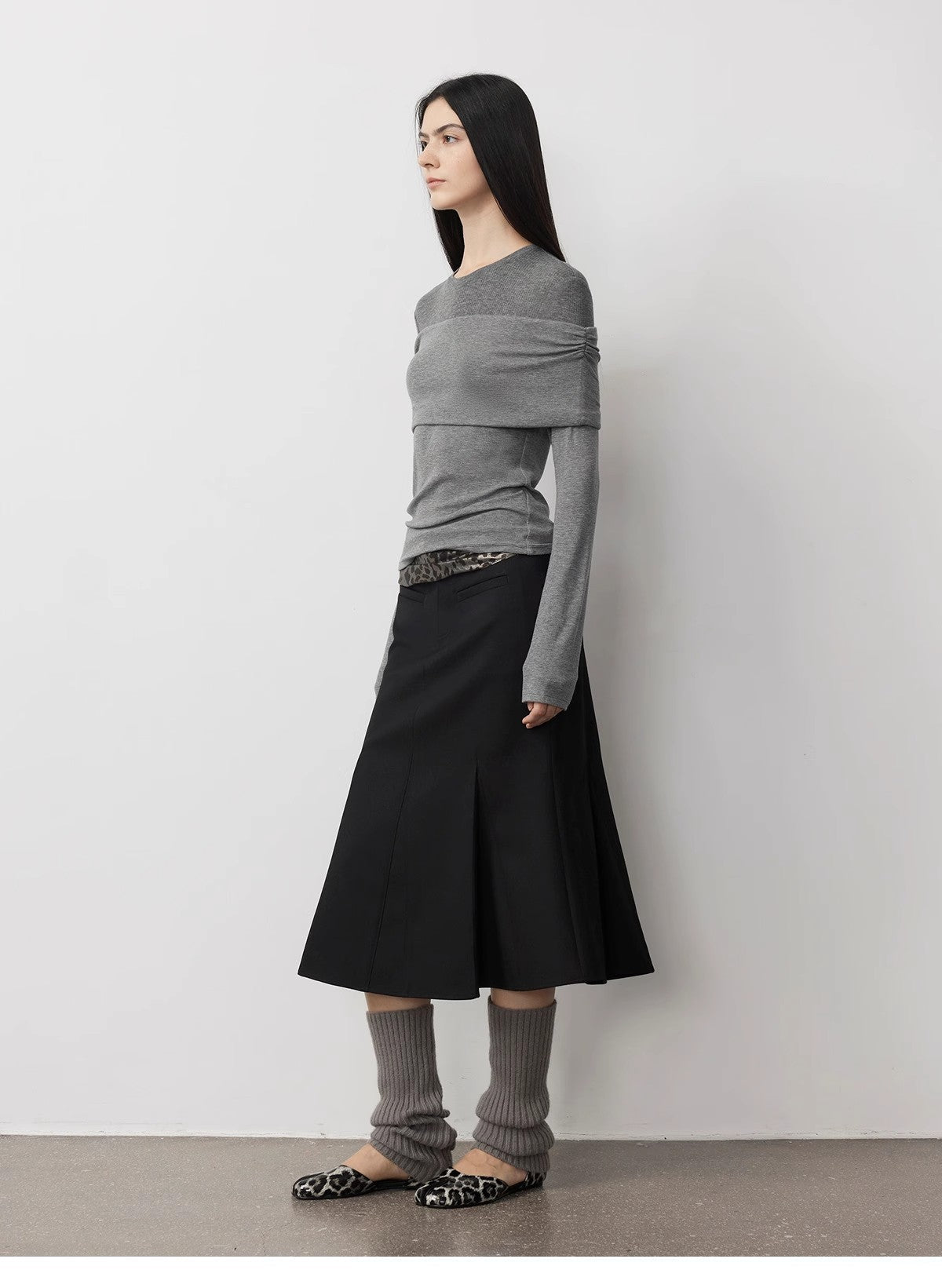 Personalized Layered Tencel Wool Fake Two-Piece Splicing One-Shoulder Versatile Knitted Top"Modern Tricks"