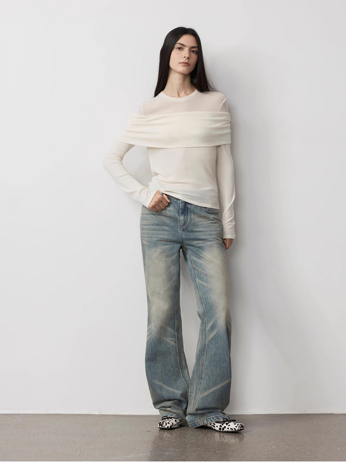 Personalized Layered Tencel Wool Fake Two-Piece Splicing One-Shoulder Versatile Knitted Top"Modern Tricks"