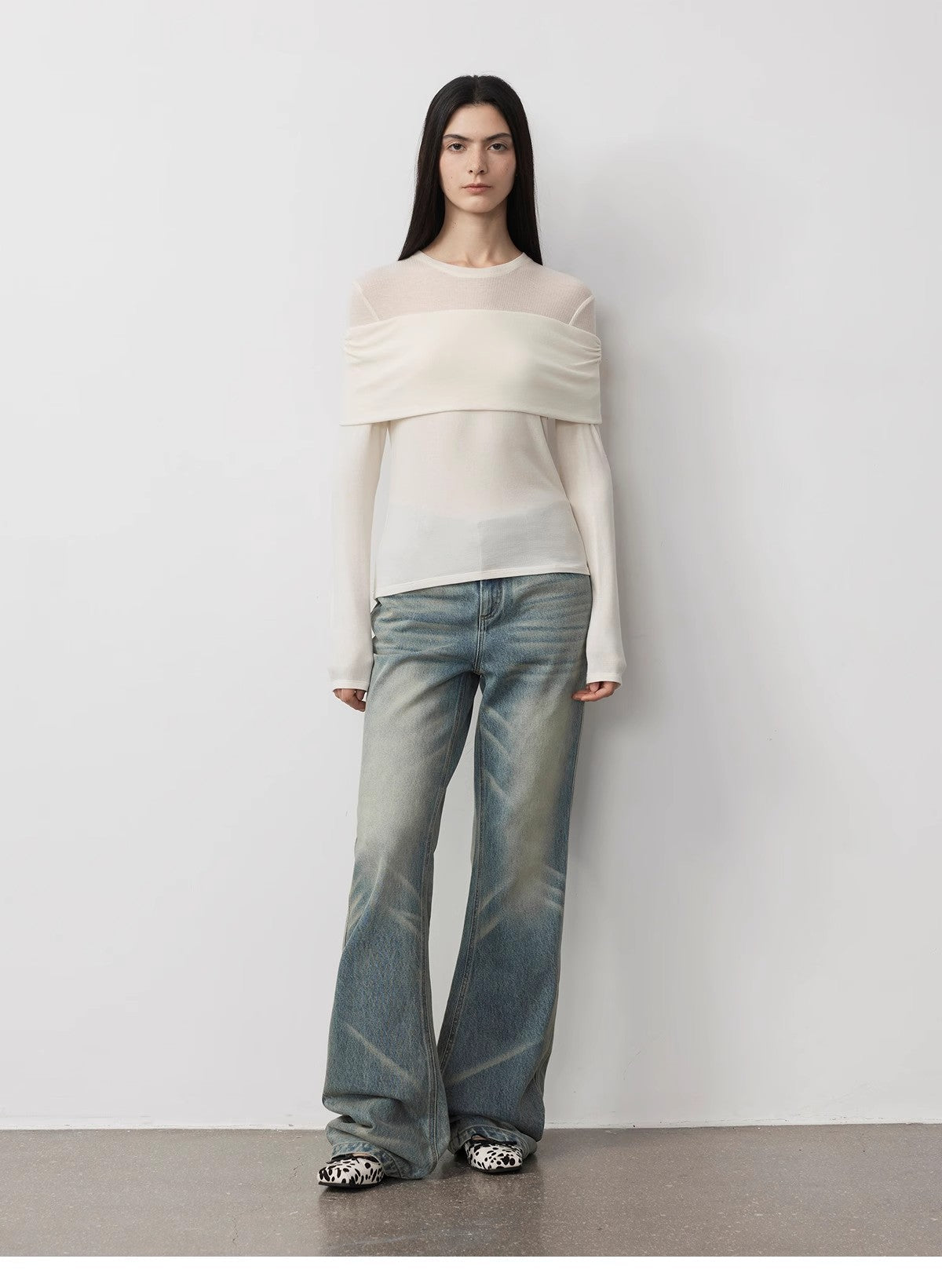 Personalized Layered Tencel Wool Fake Two-Piece Splicing One-Shoulder Versatile Knitted Top"Modern Tricks"