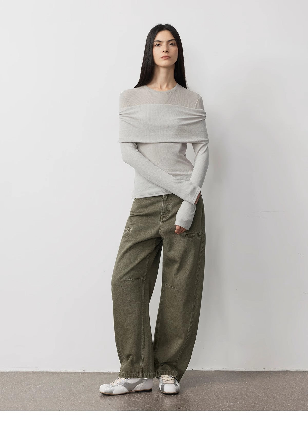 Personalized Layered Tencel Wool Fake Two-Piece Splicing One-Shoulder Versatile Knitted Top"Modern Tricks"