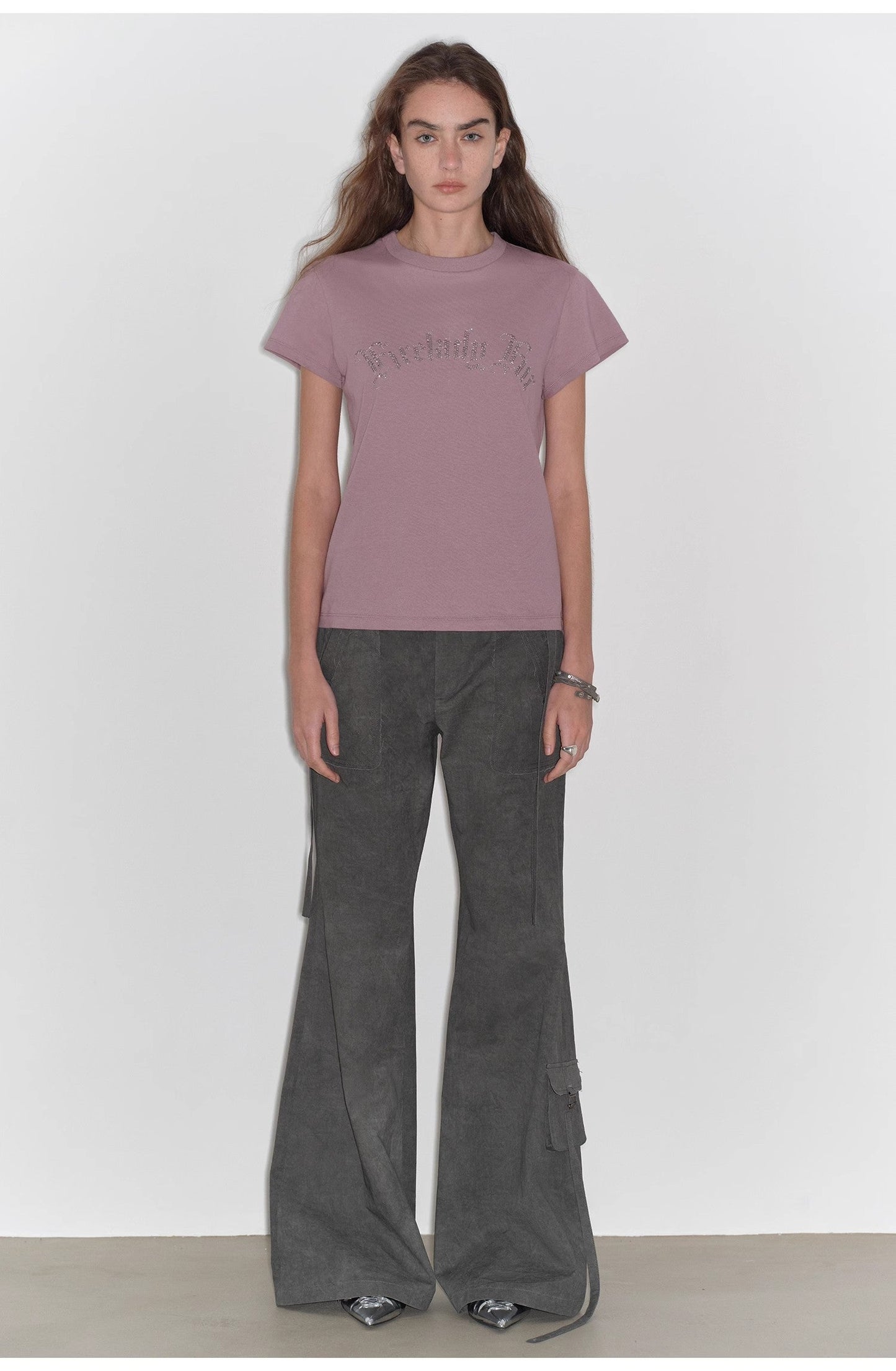 "May Time" Luxury Brand Same Version 3D Long-Staple Cotton Slightly Waist Rivet T-Shirt