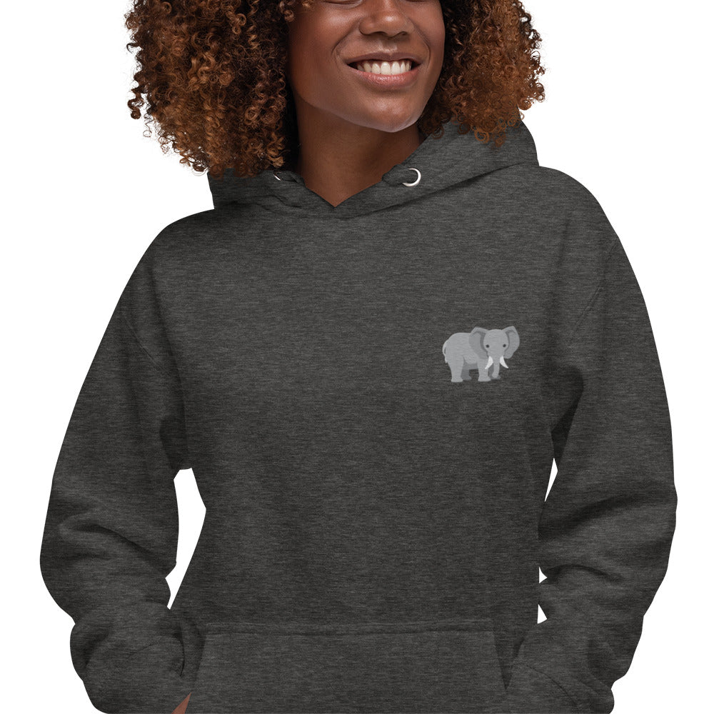 Think Ocean Elephant Aspirations Cotton Blend Embroidered Hoodie