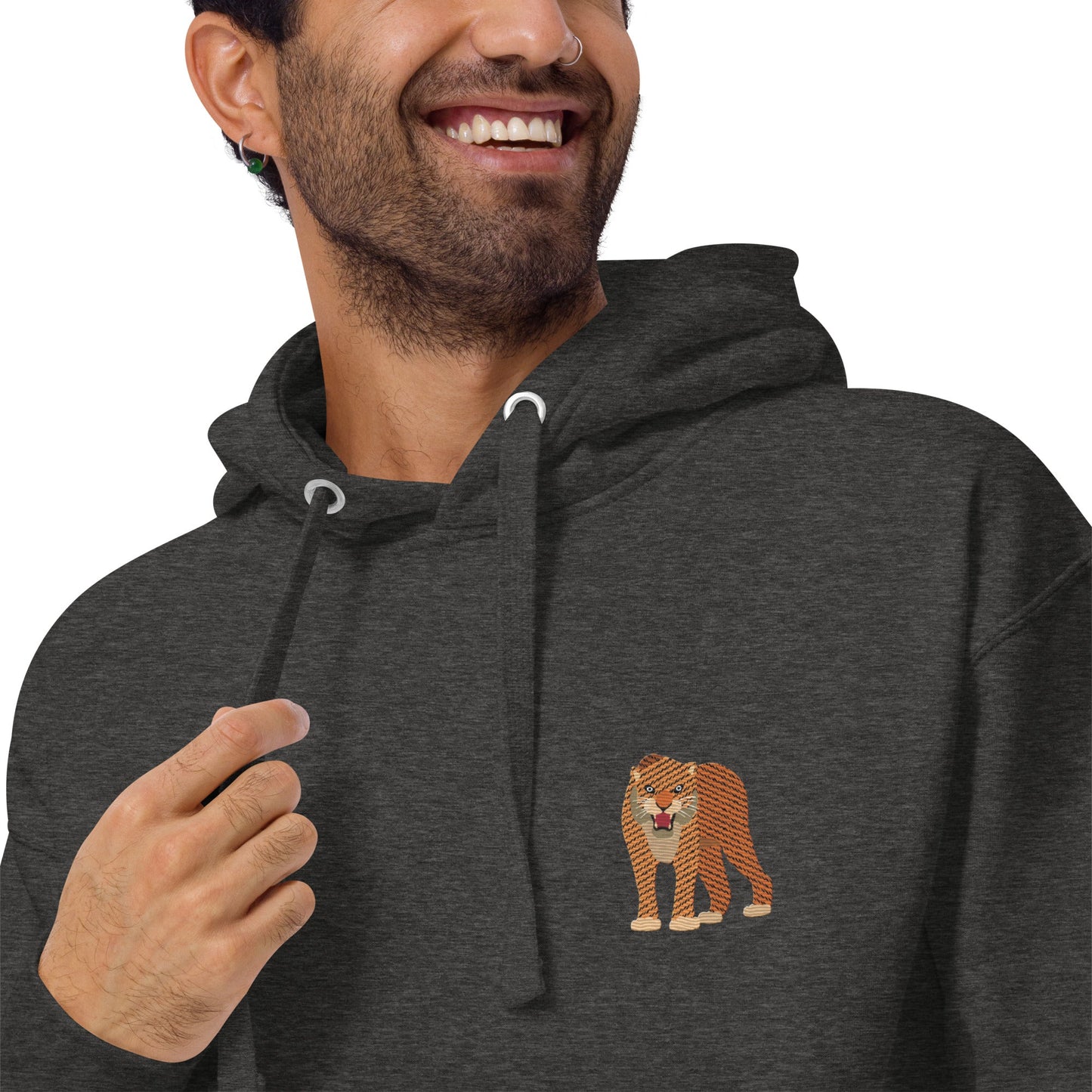 Think Ocean Tiger Aspirations Cotton Blend Embroidered Hoodie