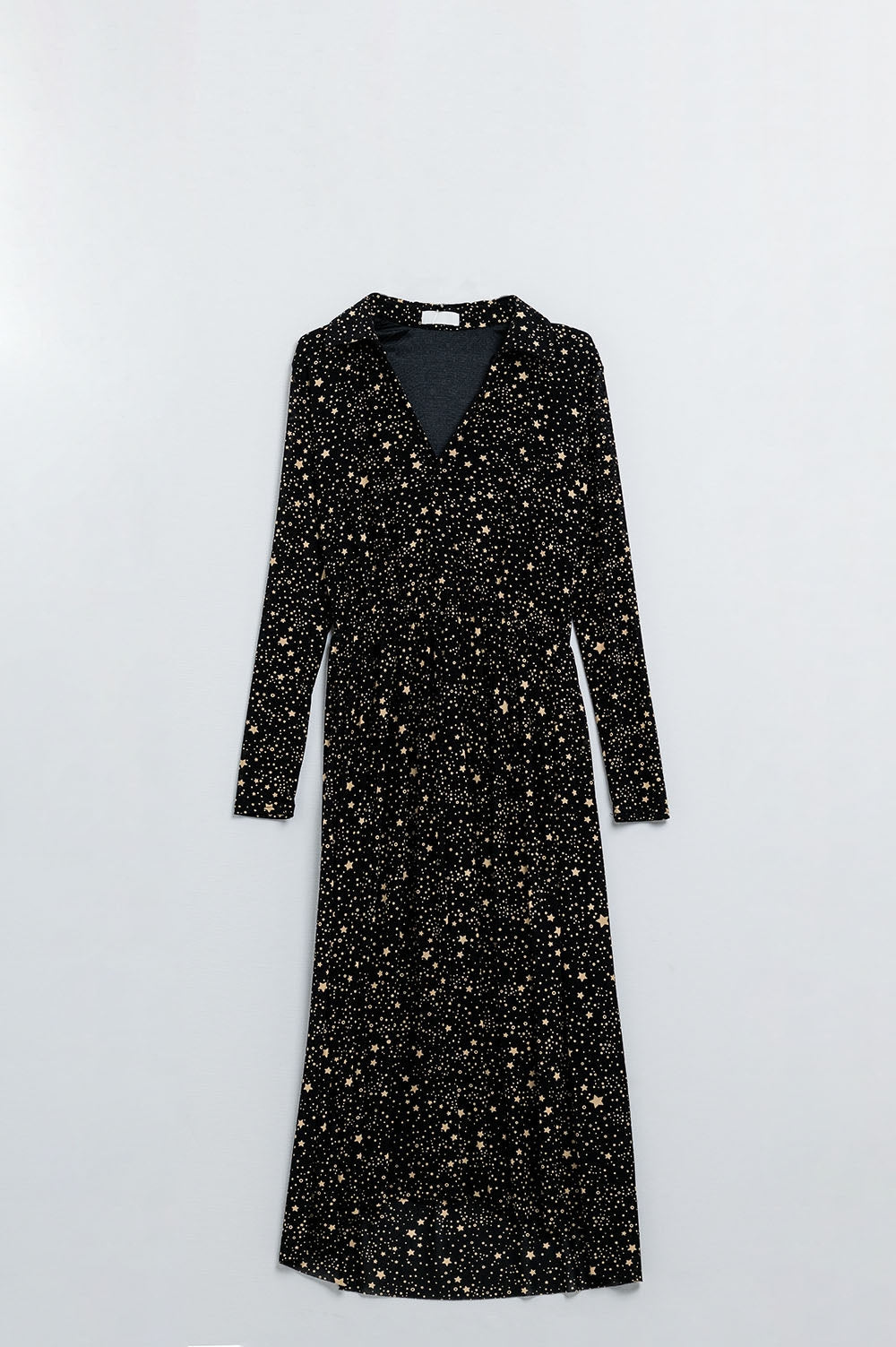 Black Dress in Mesh Fabric With Star Print
