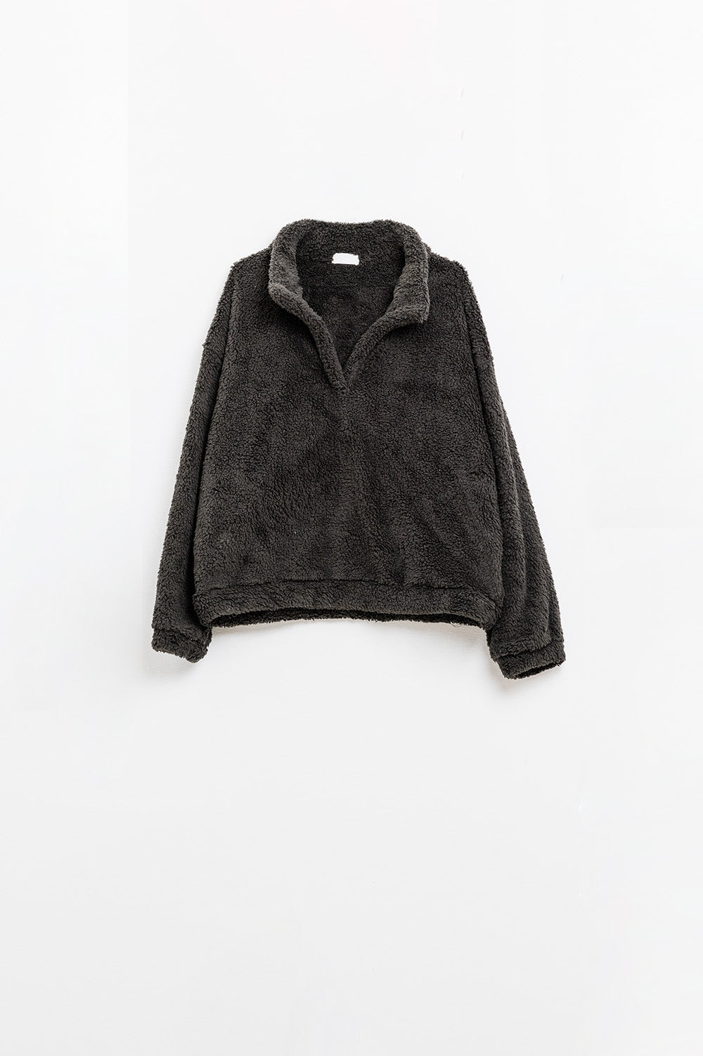 Black Fluffy V-Neck Sweater