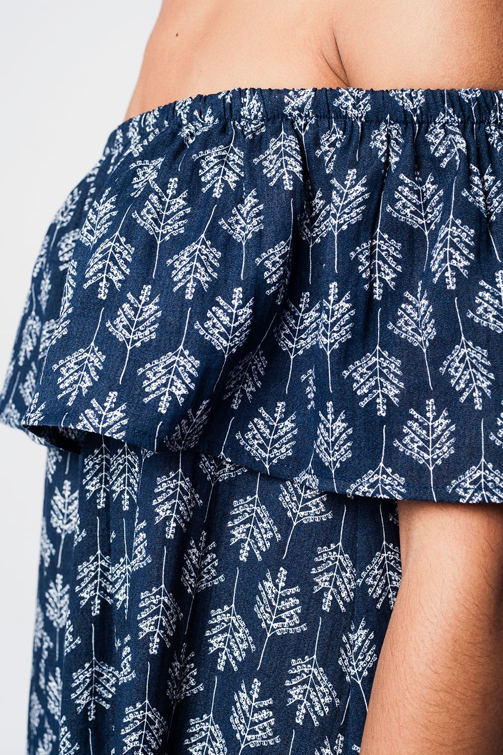 Navy Off Shoulder Midi Beach Dress