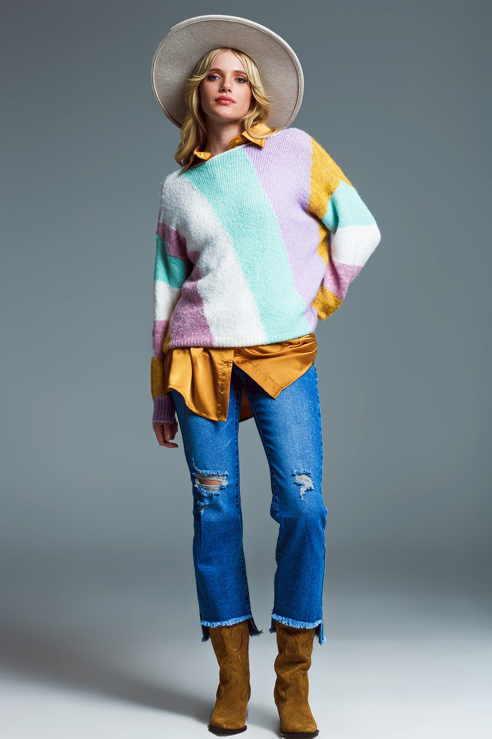 Relaxed Sweater With Boat Neck