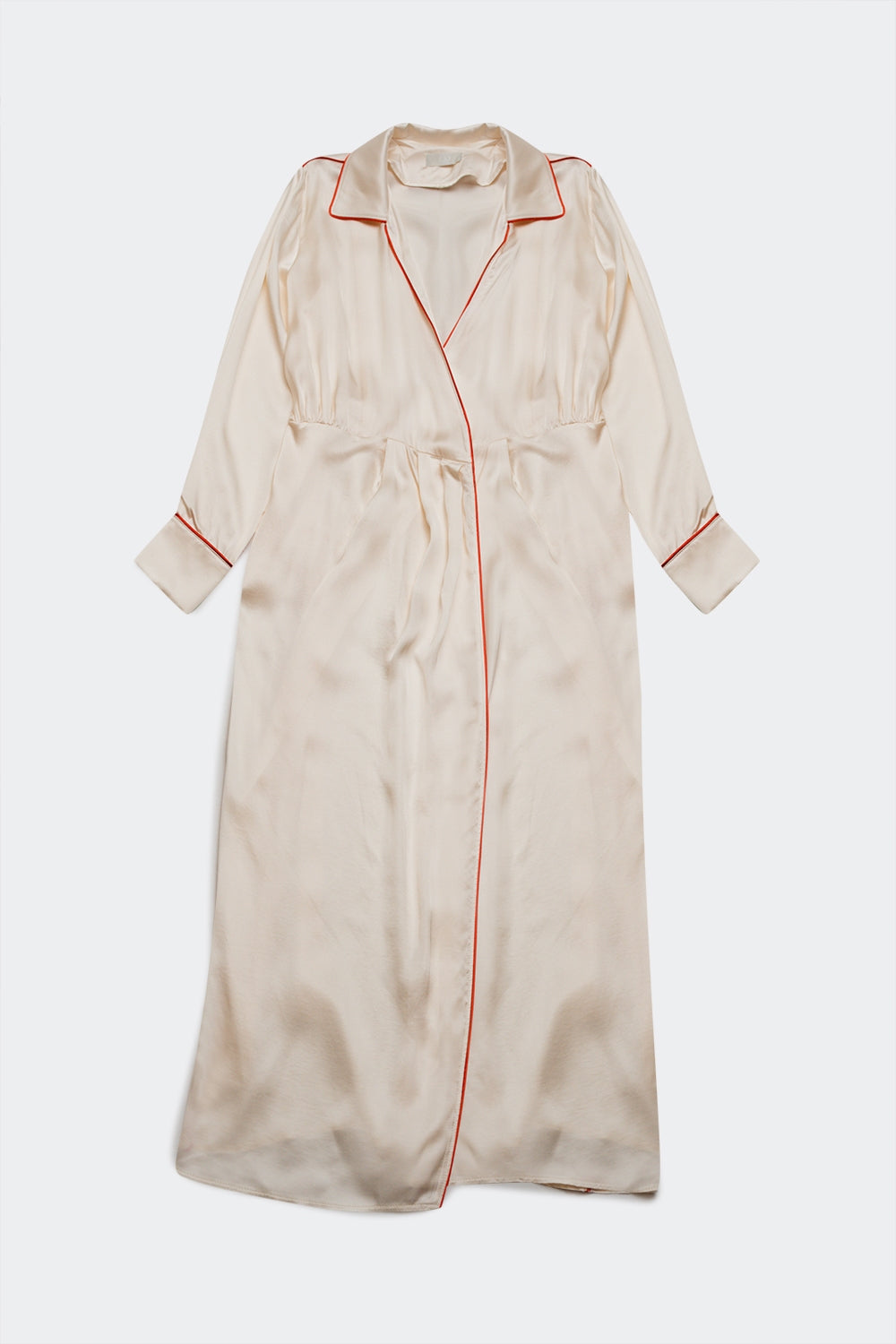 Satin Wrap Front Maxi Dress in Cream Satin