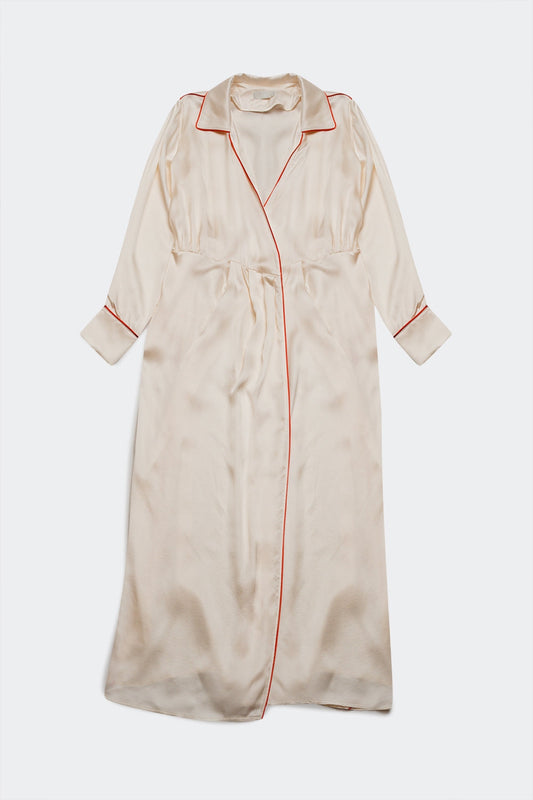 Satin Wrap Front Maxi Dress in Cream Satin