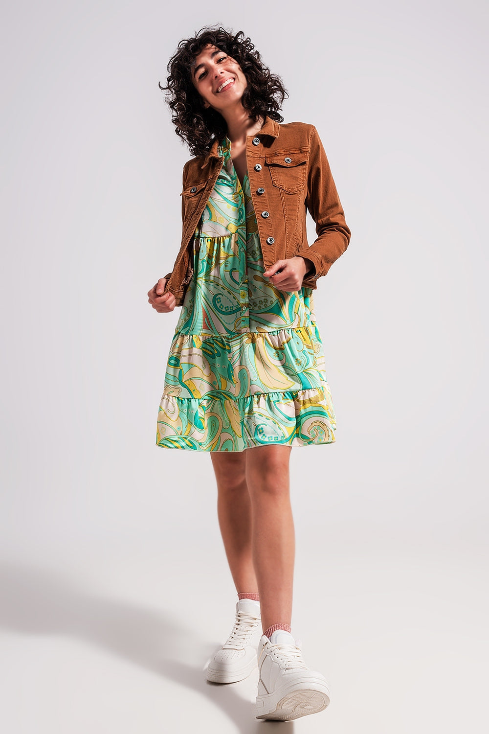 Slim Denim Trucker Jacket in Brown