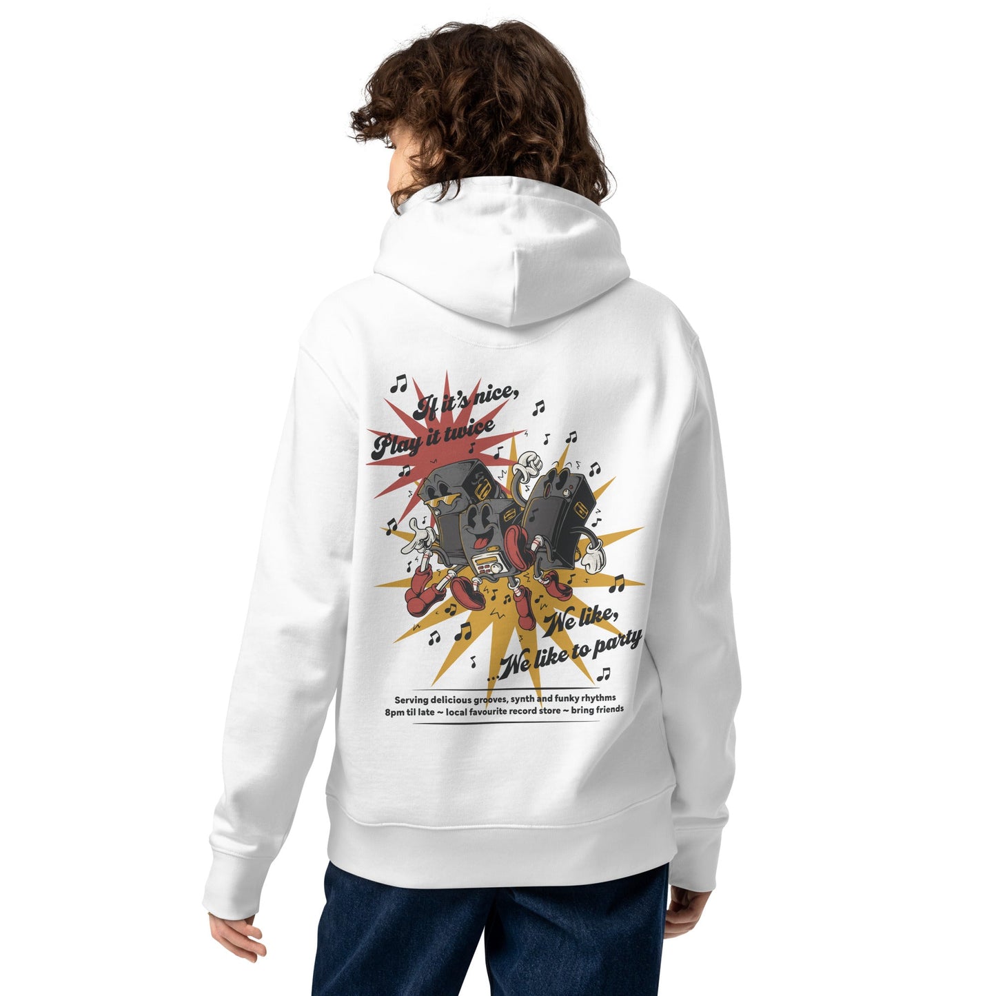 If It's Nice Play It Twice DISCO! Organic Cotton Embroidered Heavyweight Hoodie