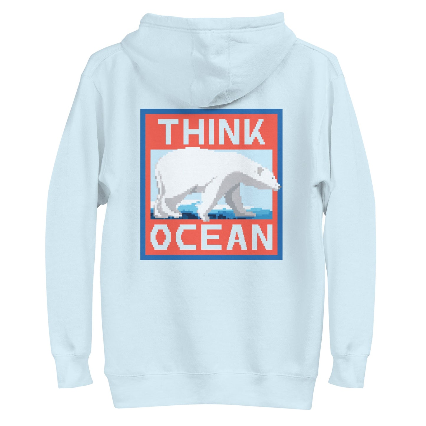 Think Ocean Polar Bear Pixel Art Cotton Blend Hoodie