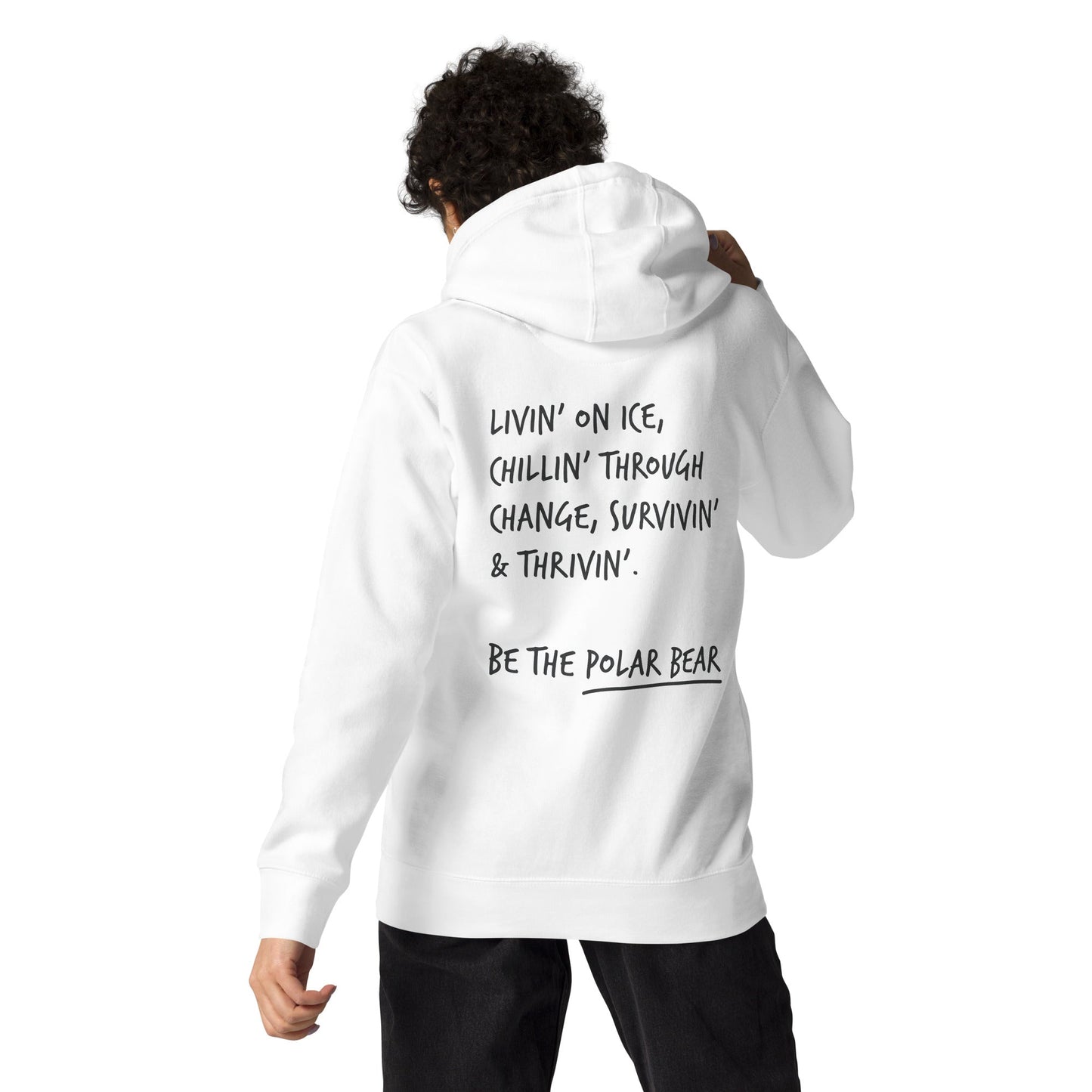 Think Ocean Polar Bear Aspirations Cotton Blend Embroidered Hoodie