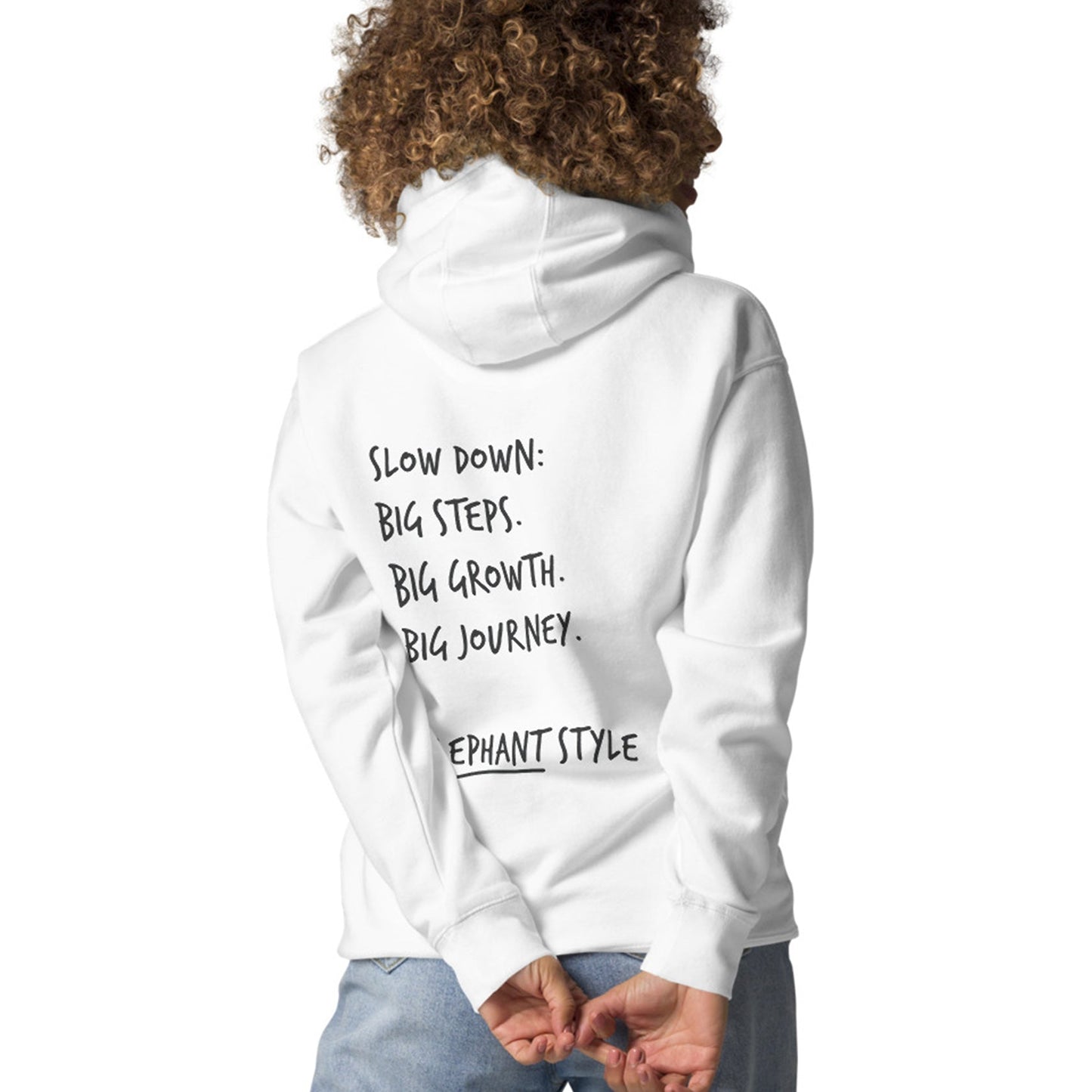Think Ocean Elephant Aspirations Cotton Blend Embroidered Hoodie