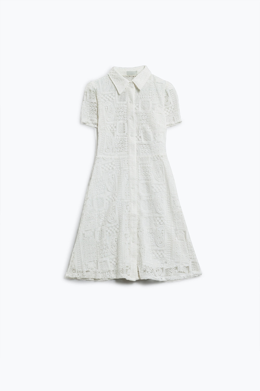 White Buttoned Crochet Dress