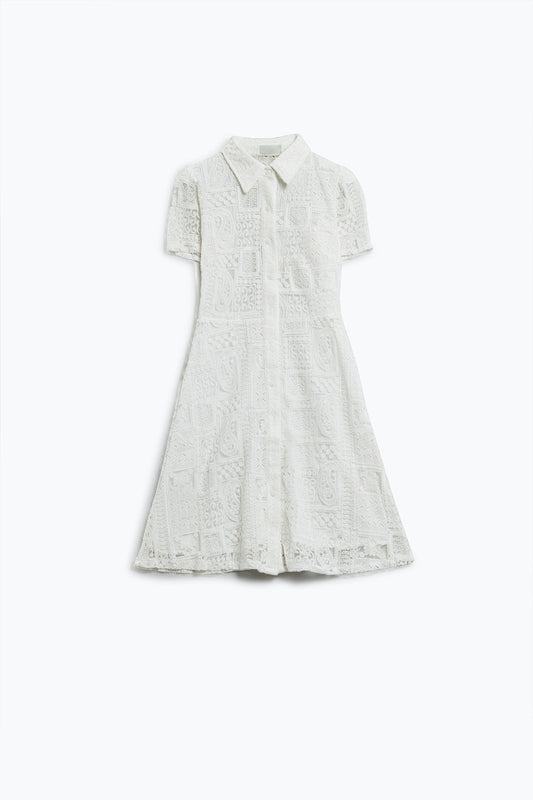 White Buttoned Crochet Dress