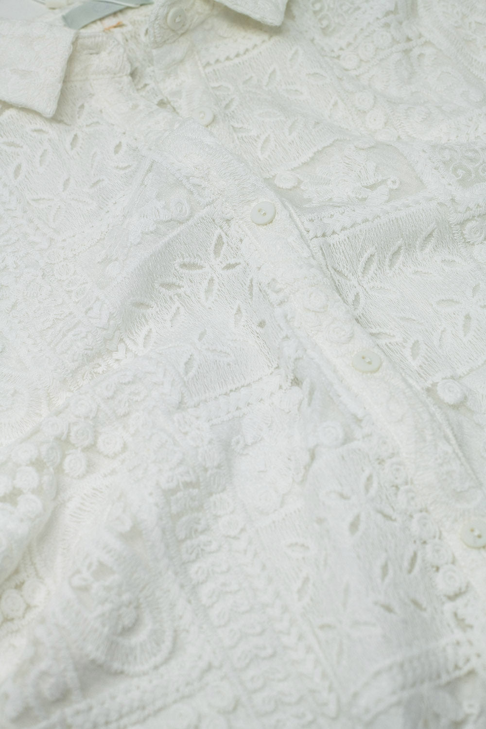 White Buttoned Crochet Dress
