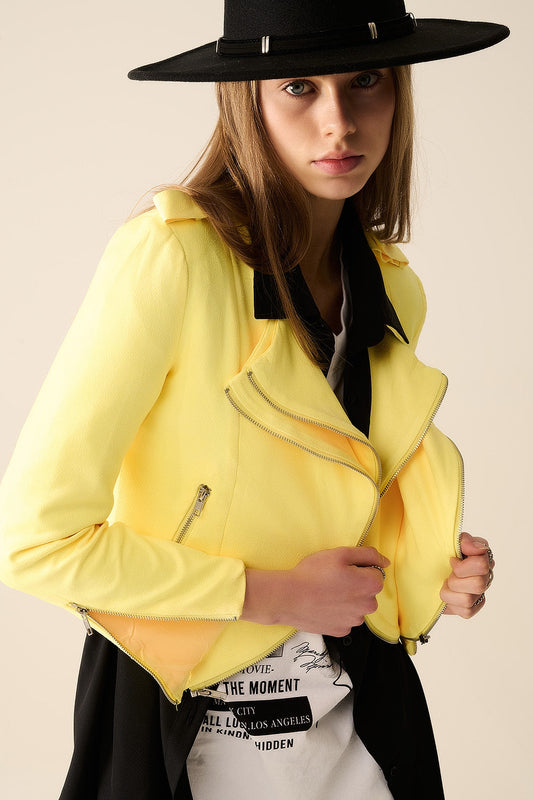 Yellow Jacket With Zipper Details