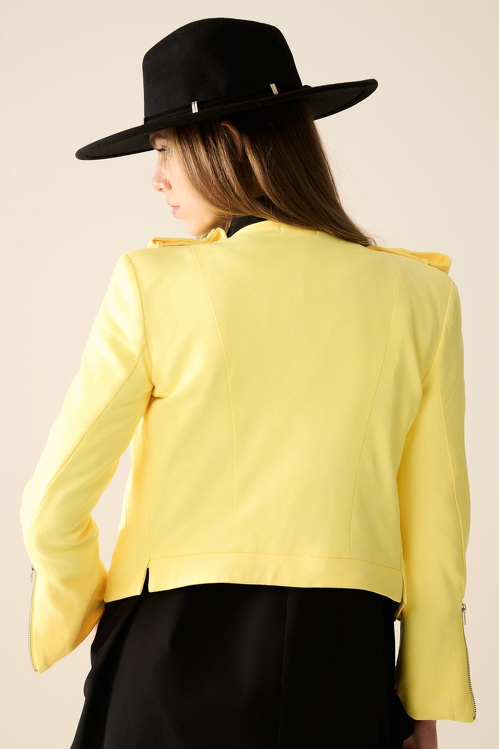 Yellow Jacket With Zipper Details